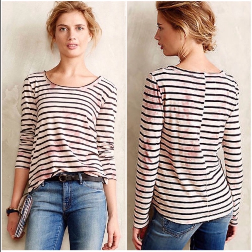 Anthro PureGood Tie Dye Striped Long Sleeve Top